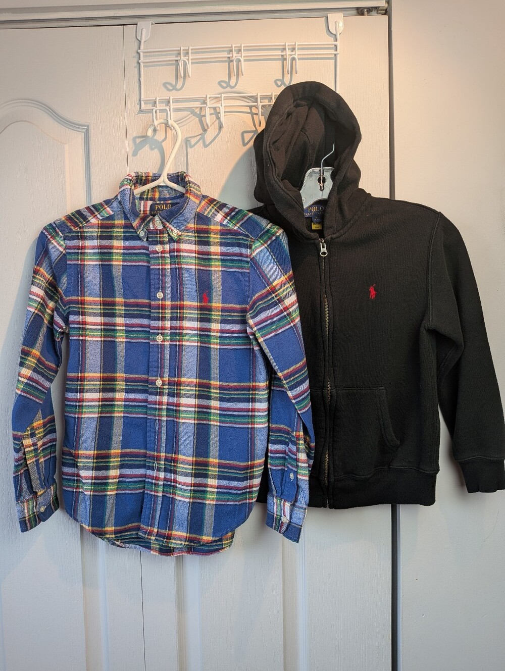 POLO RALPH LAUREN Bundle Kid Hoodie Sweater And Plaid Button Down Shirt 10-12
